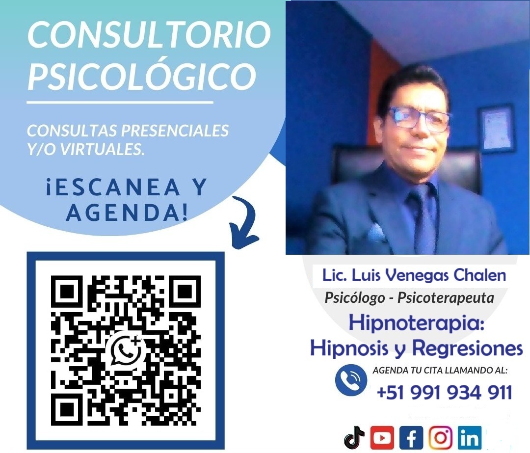 Imagen de Venegas Chalen, Luis Alberto, psicólogo e hipnoterapeuta certificado y autorizado por el Colegio de Psicólogos del Perú