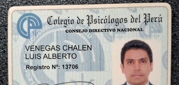 Colegiatura de Luis Venegas en el Colegio de Psicólogos del Perú