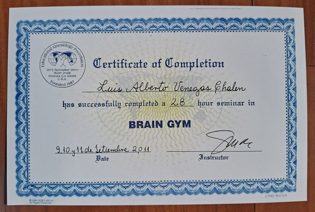 Certificado de Gimnasia Cerebral (Brain GYm)